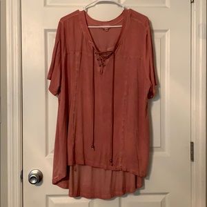 POL Blush Lace-Up Top